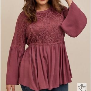 Torrid Peplum Lace Bell Sleeve Top size 3X